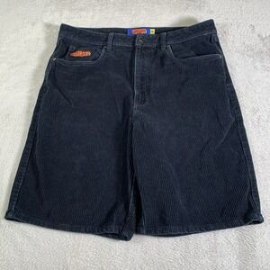 Empyre Relax Shorts Mens  32 Black Corduroy Loose Fit Skater Baggy Y2K